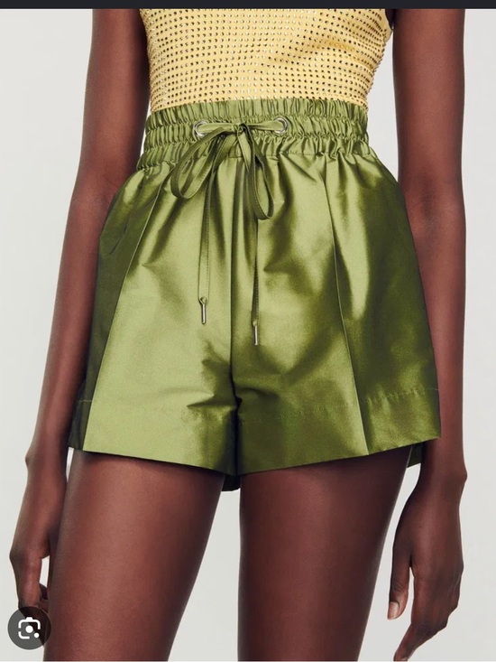 Sandro Pants - Sandro Green Satin Shorts